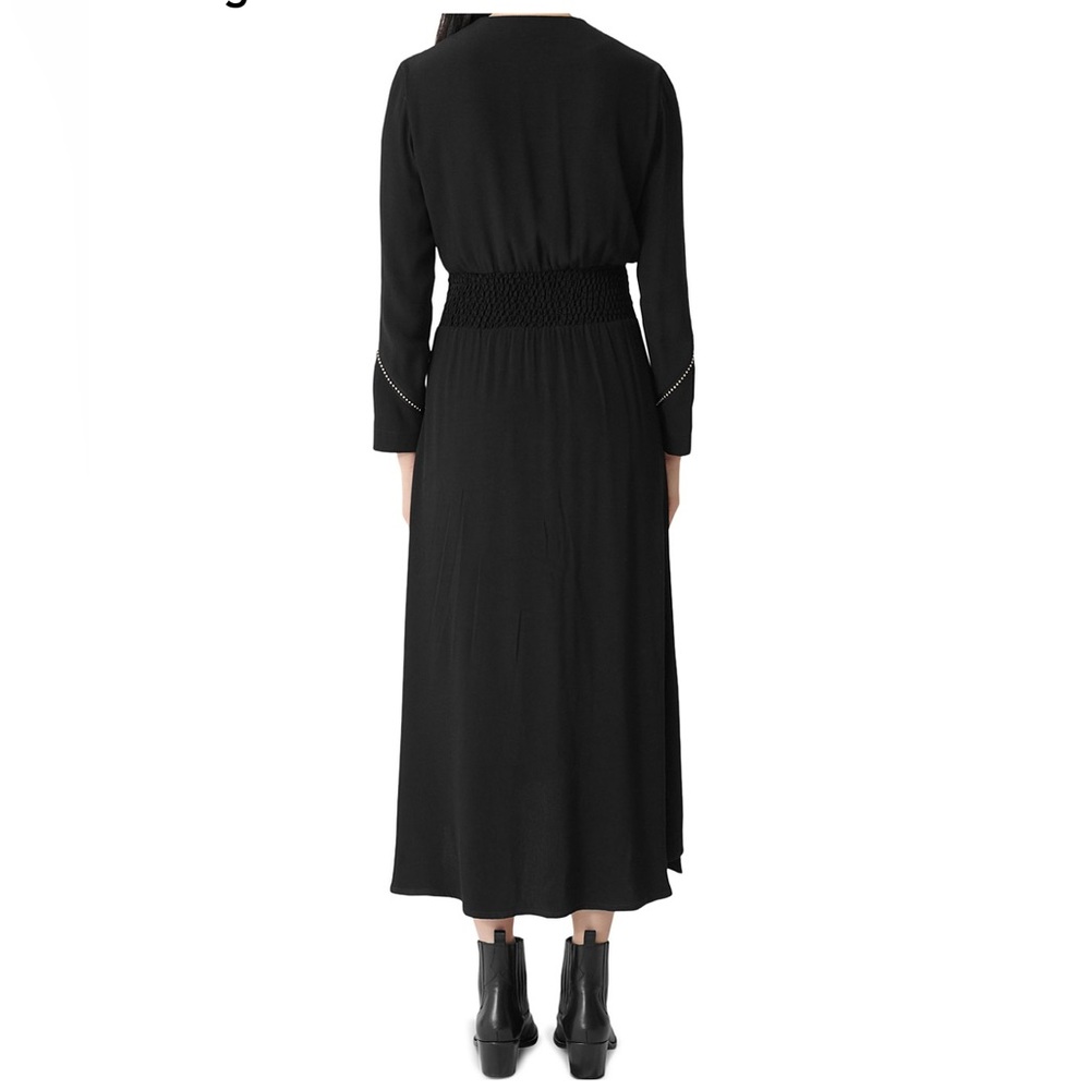 Maje rimage studded midi dress black handkerchief hem 1 waisted 36 small Zipper - Picture 2 of 12